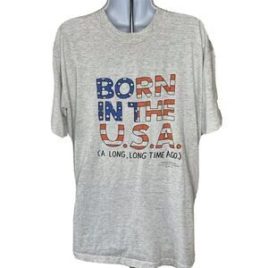Vtg Shoebox Greeting Tshirt XL Born in The USA A Long Time Ago Tee Single Stitch